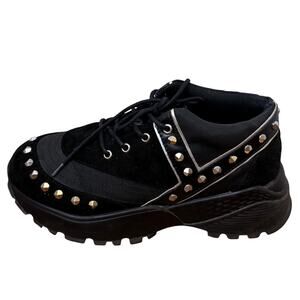 YRU BLAZ3 studded chunky lug sole sneakers punk goth lace up size 9 black